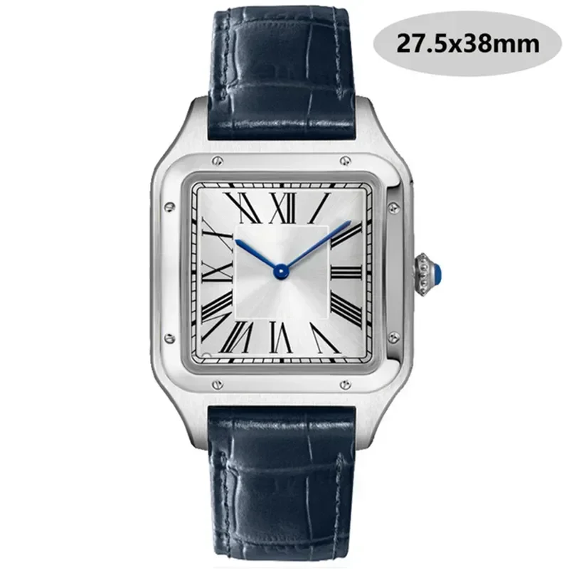 

Luxury High Quality Lovers Quartz Watch Mens Women Fashion Square Leather Men Gold White Sapphire Wristwatch