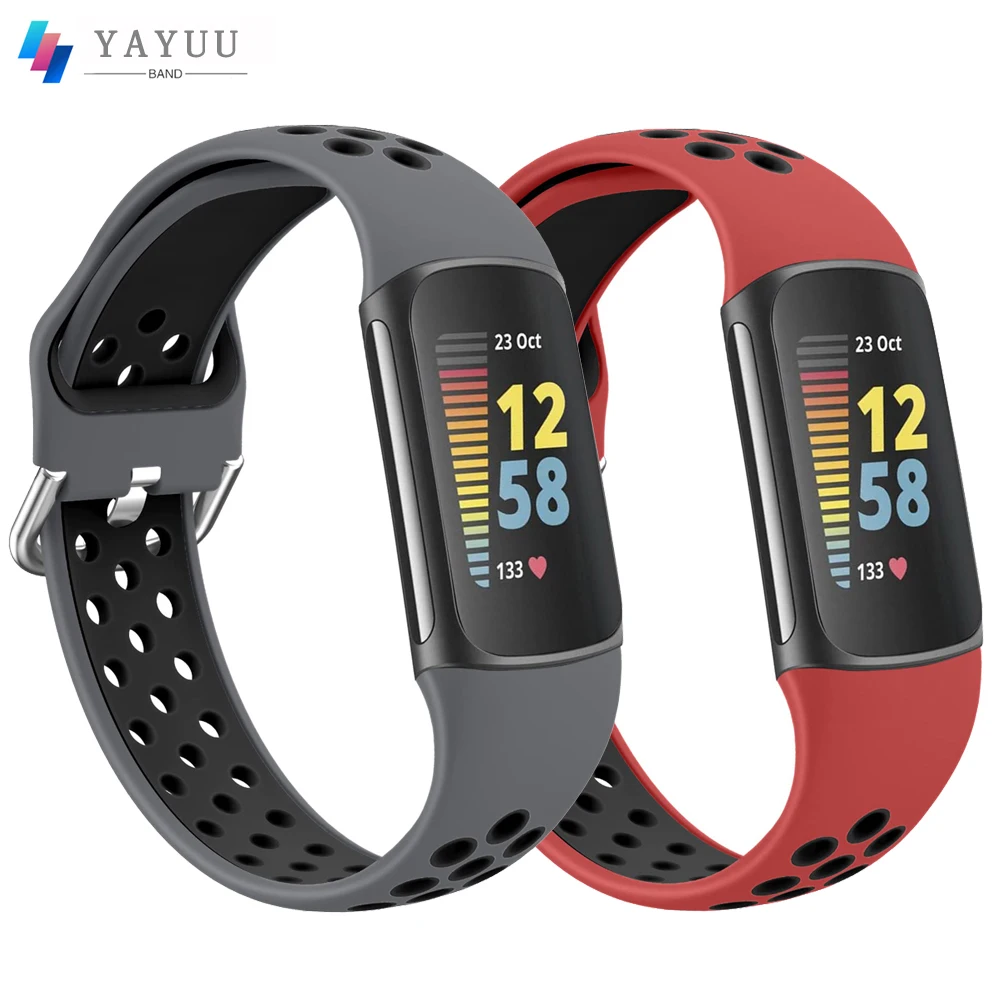 

YAYUU Band for Fitbit Charge 5 Soft Silicone Adjustable Sport Strap Replacement Wristbands for Fitbit Charge 5 Fitness Tracker