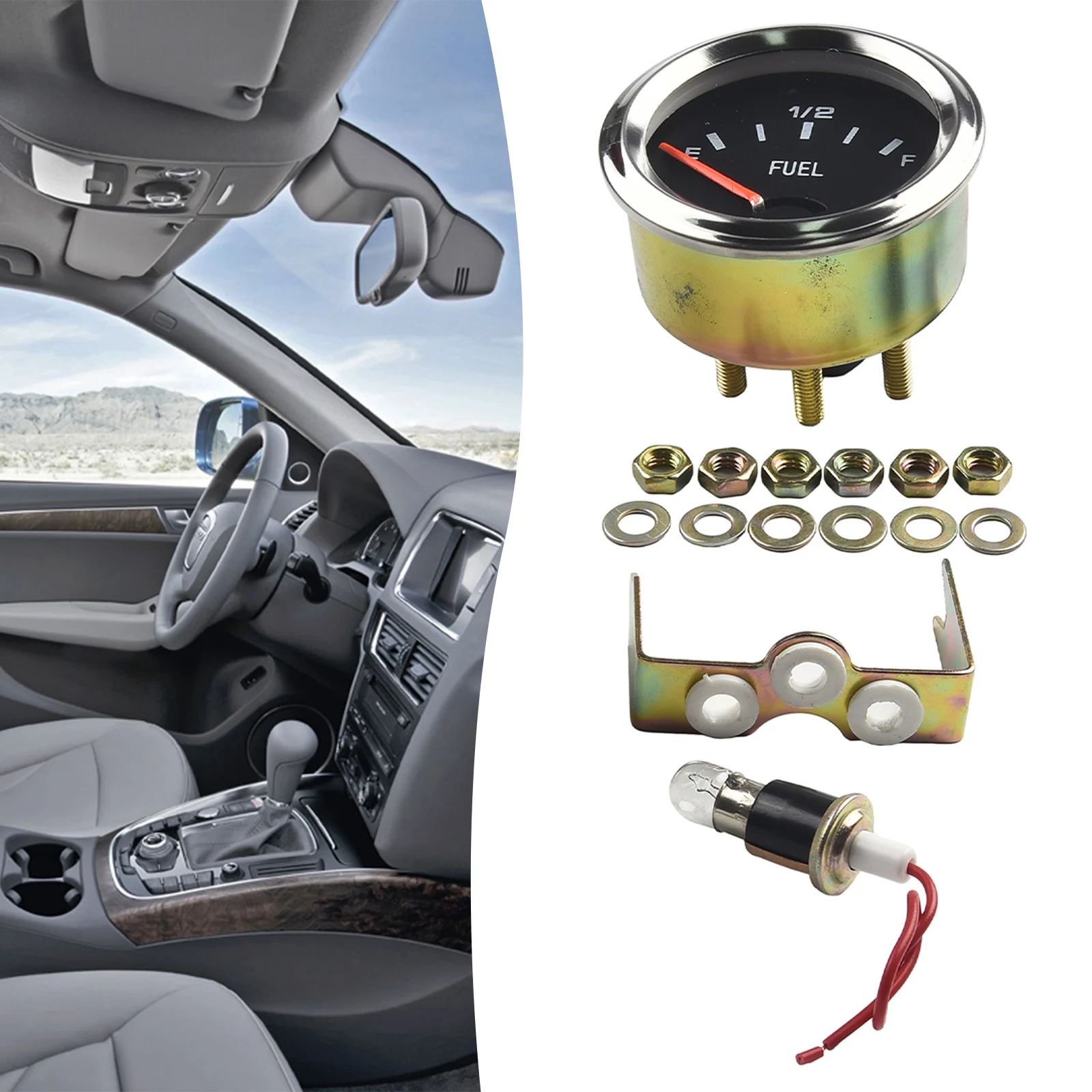2-Inch 52mm Mechanical Auto Car Fuel Level Gauge Meter E-1/2-F Pointer 12V Direct Replacement Package Contents
2-Inch 52mm Mechanical Auto Car Fuel Level Gauge Meter E-1/2-F Pointer 12V Direct Replacement Package Contents