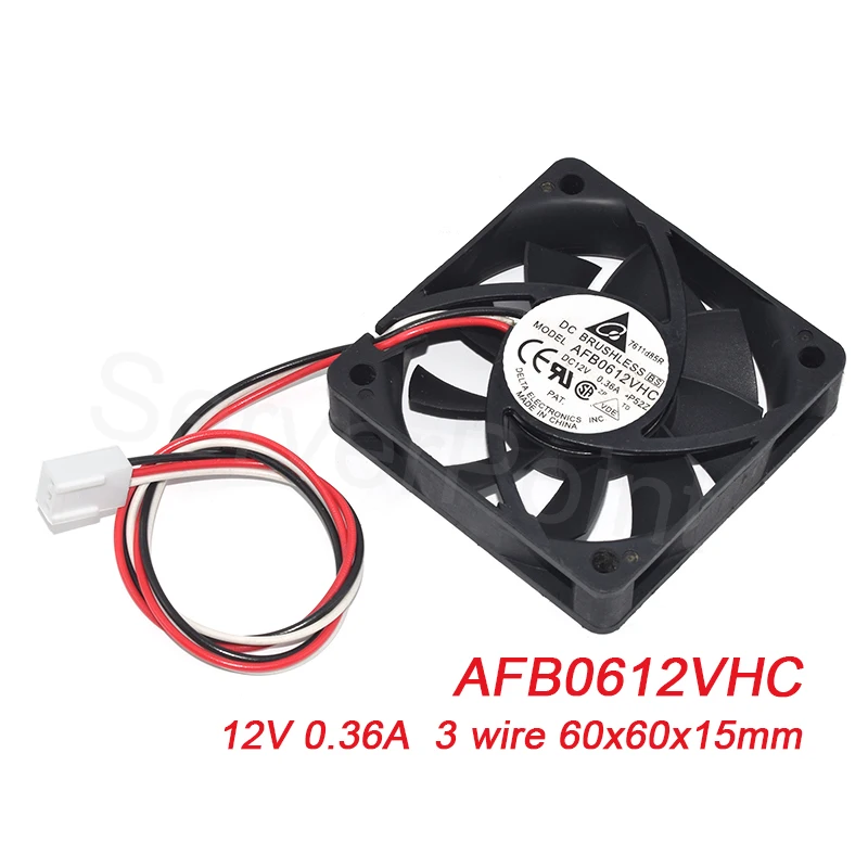 

60*60*15MM Three Pins Square Cooling Fan AFB0612VHC For Delta Electronics Server Cooler DC12V 0.36A 6015 Well Tested