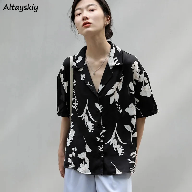 Shirts Women Floral All-match Turn-down Collar Streetwear Short-sleeved Korean Fashion Chic Popular Casual Daily Simple Summer
Shirts Women Floral All-match Turn-down Collar Streetwear Short-sleeved Korean Fashion Chic Popular Casual Daily Simple Summer
