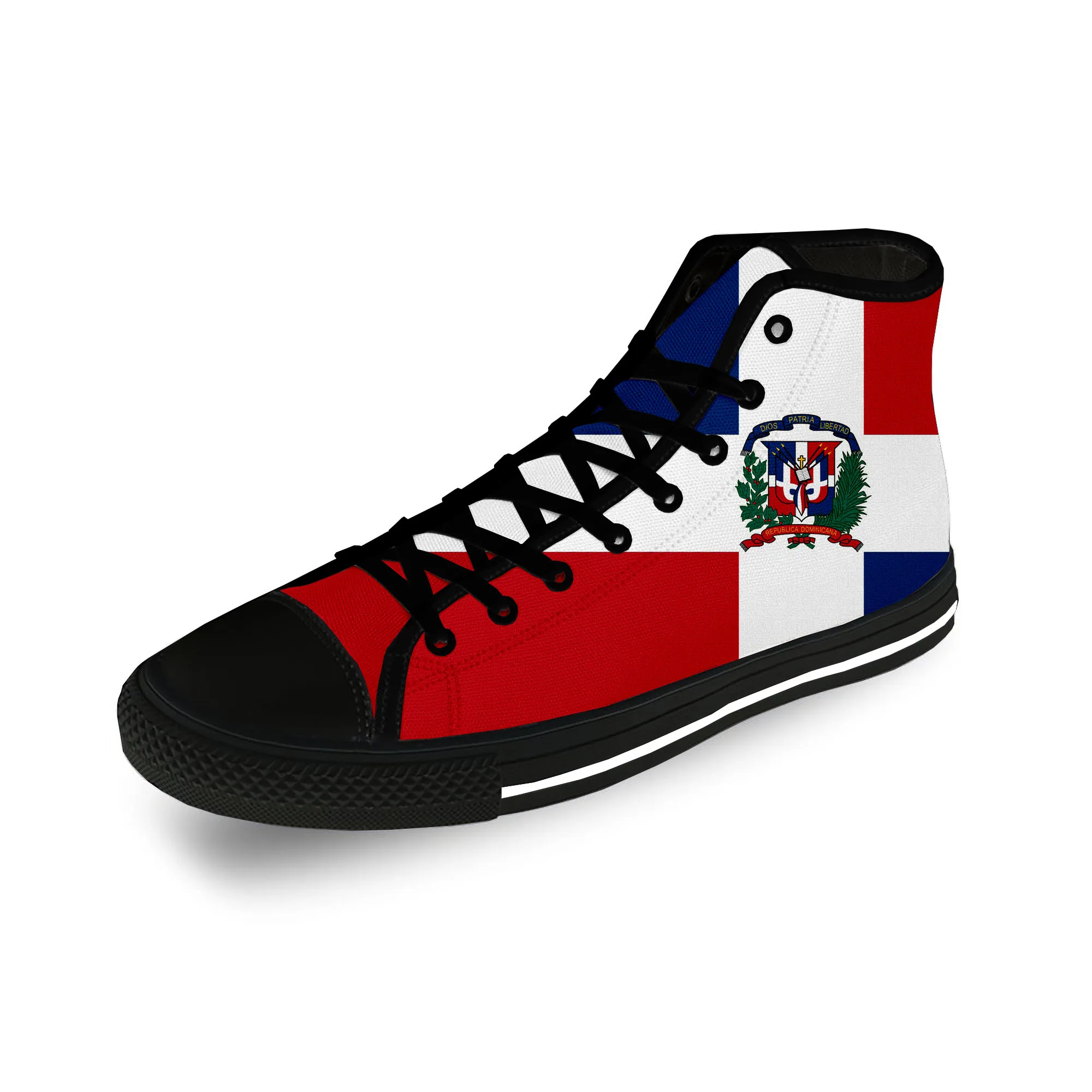 

Dominican Republic Pride Flag Patriotic Casual Cloth 3D Print High Top Canvas Shoes Men Women Lightweight Breathable Sneakers