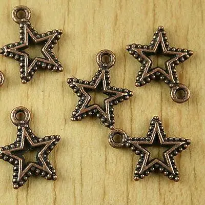 

30pcs 17.5x14.9mm copper-tone studded rim star charms h2154