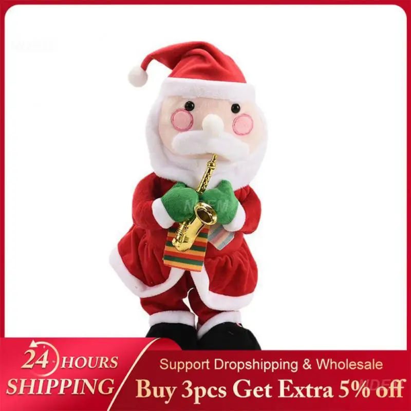 

Snowman Dancing Gifts For Kids Christmas Decoration Plush Doll Singing Xmas Theme Electric Toy Electric Blowing Saxophone Santa