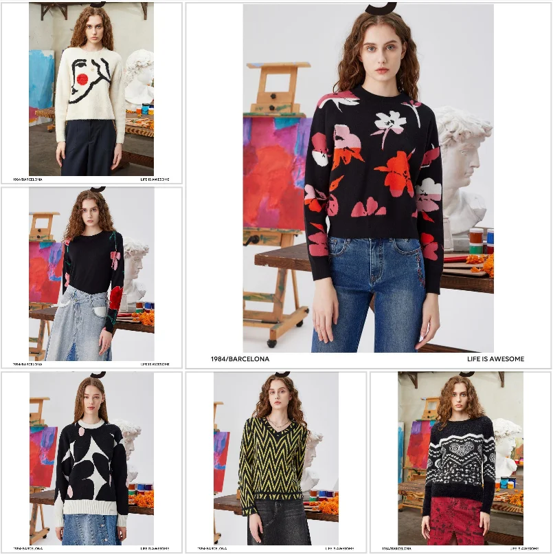 

Original Spanish printed embroidery for foreign trade, keeping warm in autumn and winter, fashionable women's knitted sweaters