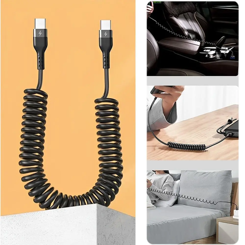 

60W USB Cable Adjustable Type C 5A Telescopic Cord USB C Fast Charging Car Charger Cable for Samsung/Xiaomi/OPPO/Huawei Home