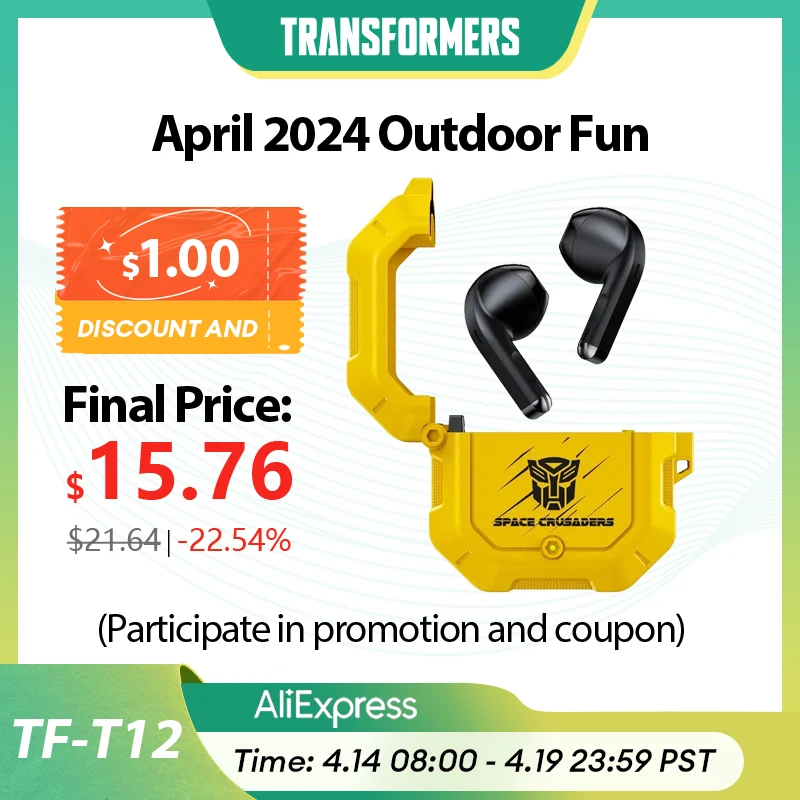 

Transformers TF-T12 TWS Bluetooth 5.3 Gaming Music Earphones Noise Reduction Long Endurance Low Latency Headphones Sport Earbuds