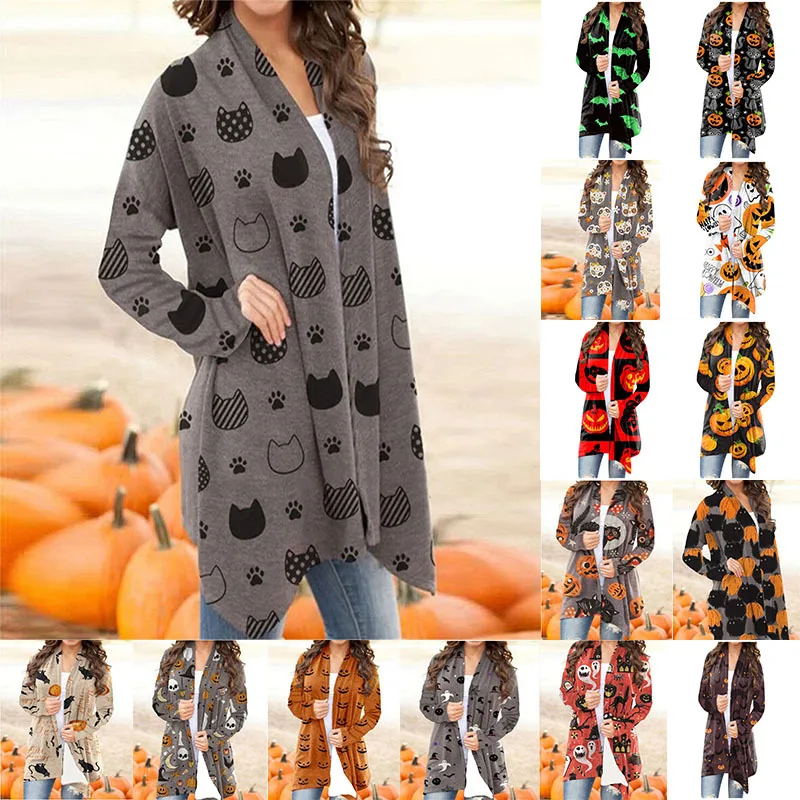 Halloween Cardigan for Women Pumpkin Cat Print Knitted Cardigans Sweaters Lightweight Long Sleeve Open Front Outwear
Halloween Cardigan for Women Pumpkin Cat Print Knitted Cardigans Sweaters Lightweight Long Sleeve Open Front Outwear