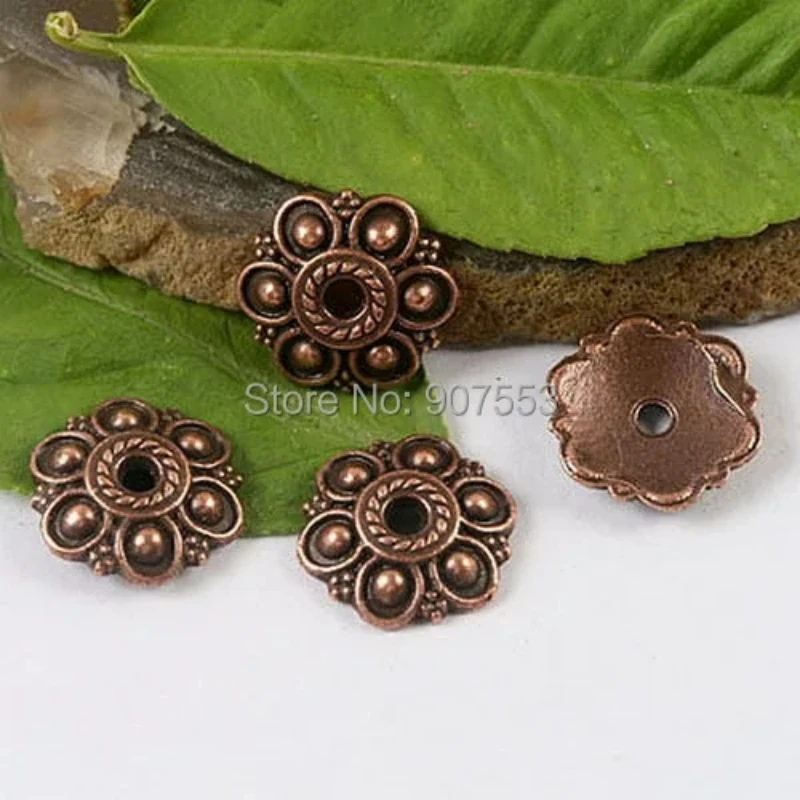 

30pcs Copper-tone 14mm Wide Flower Charm Bead Cap H1380 Beads for Jewelry Making