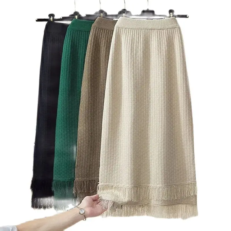 Streetwear Knitted Skirt Women Clothing Spring Autumn Stylish High Waisted Slim Wrap Hip Skirts Tassel Straight Tube Skirt BC395
Streetwear Knitted Skirt Women Clothing Spring Autumn Stylish High Waisted Slim Wrap Hip Skirts Tassel Straight Tube Skirt BC395