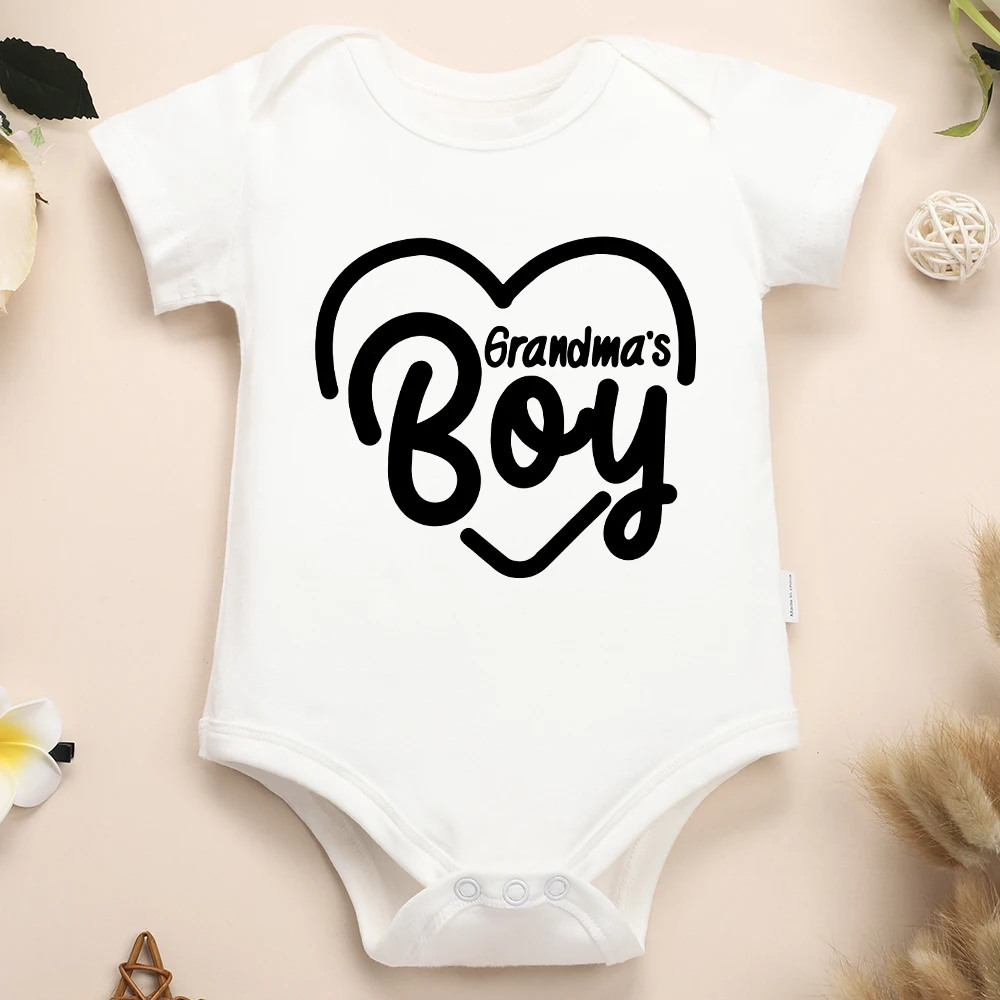 

Grandma's Boy Newborn Clothes Cotton Skin-friendly Baby Baby Onesie Short Sleeve Crew Neck Cozy Casual Infant Onesies Items