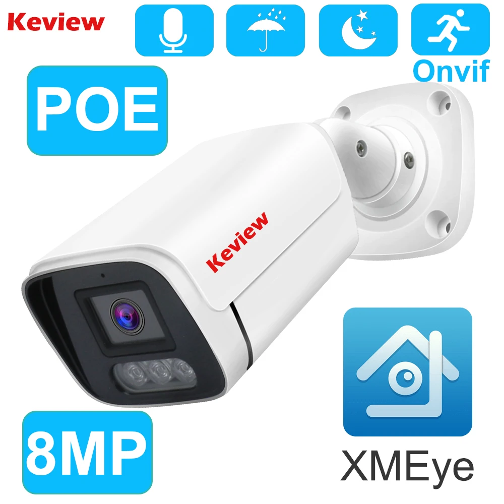 

IP-камера POE, 8 Мп, 4K, 5 МП, 4 МП, 3 Мп, наружная Водонепроницаемая цилиндрическая камера видеонаблюдения H.265, камера видеонаблюдения с датчиком движения