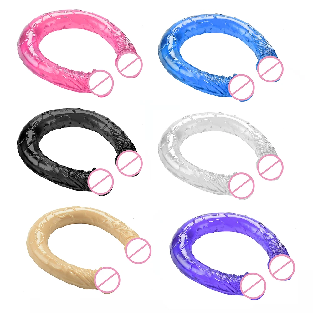 Double Dildo Flexible Soft Cock G-spot Toys Anal Plug Sex Toys for Women Gay Lesbian Vagina Double Ended Dong Artificial Penis Double Dildo Flexible Soft Cock G-spot Toys Anal Plug Sex Toys for Women Gay Lesbian Vagina Double Ended Dong Artificial Penis