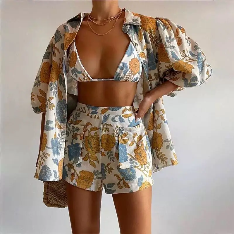 New Fashion Casual Printing Shirt Sling Shorts Elegant Women's 3-piece Set Daily Party Commuting Spring Summer Street Style 2023
New Fashion Casual Printing Shirt Sling Shorts Elegant Women's 3-piece Set Daily Party Commuting Spring Summer Street Style 2023