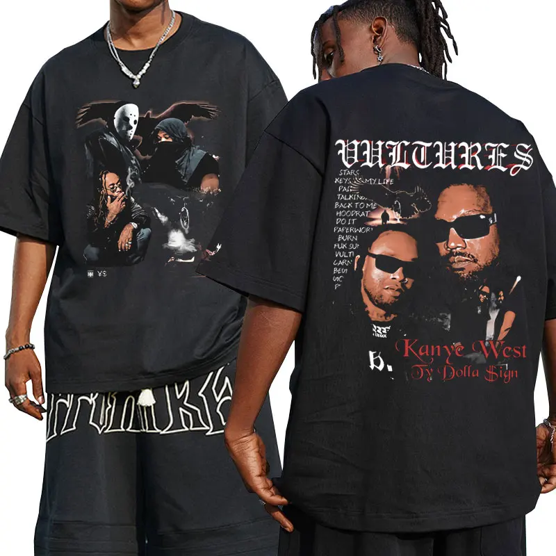 Rapper Kanye West Vultures Music Album Graphic T Shirt Men Women's Fashion Oversized Cotton T-shirt Gothic Vintage T-shirts Tops
Rapper Kanye West Vultures Music Album Graphic T Shirt Men Women's Fashion Oversized Cotton T-shirt Gothic Vintage T-shirts Tops