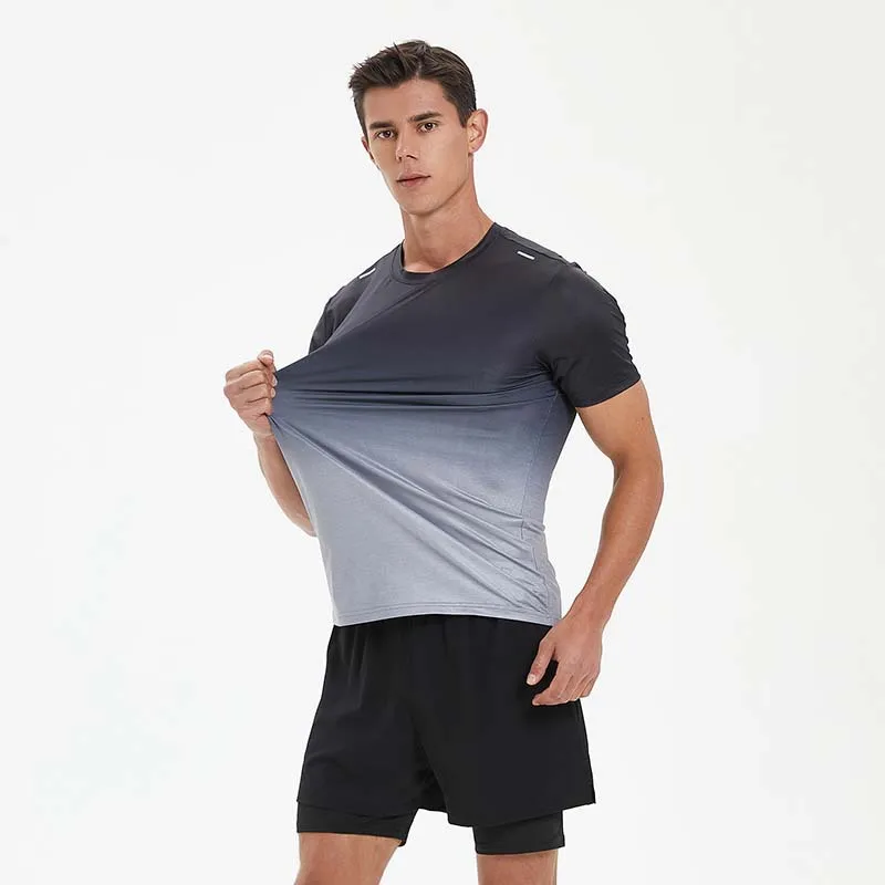 Sports and leisure gradual change short-sleeved top fitness running quick-drying T-shirt men t shirt
Sports and leisure gradual change short-sleeved top fitness running quick-drying T-shirt men t shirt
