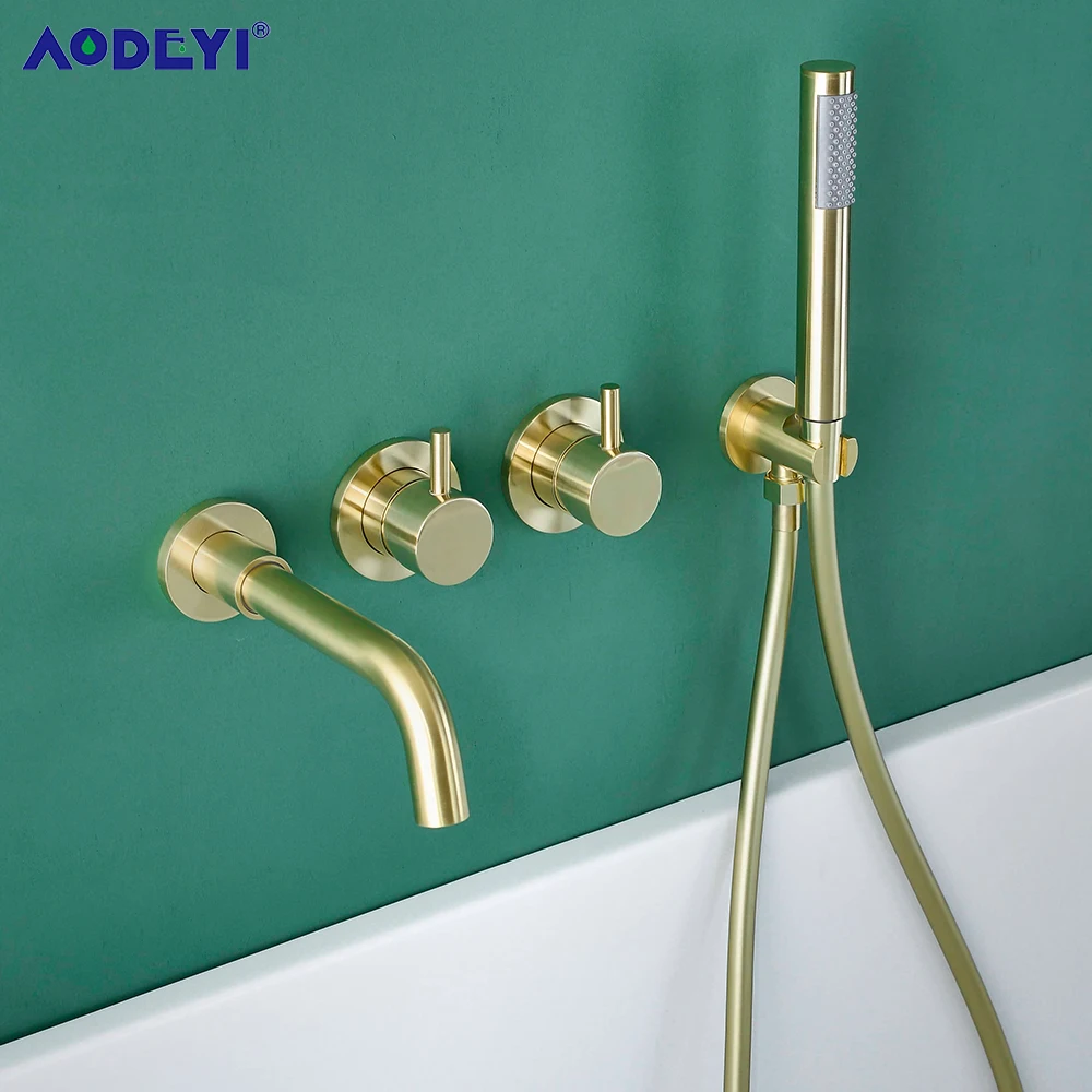 Bathroom Shower Faucet Set Handshower Diverter Valve Holder Brass Brushed Gold Wall Mount Spout Bathtub Mixer Bath Dual Handle
Bathroom Shower Faucet Set Handshower Diverter Valve Holder Brass Brushed Gold Wall Mount Spout Bathtub Mixer Bath Dual Handle