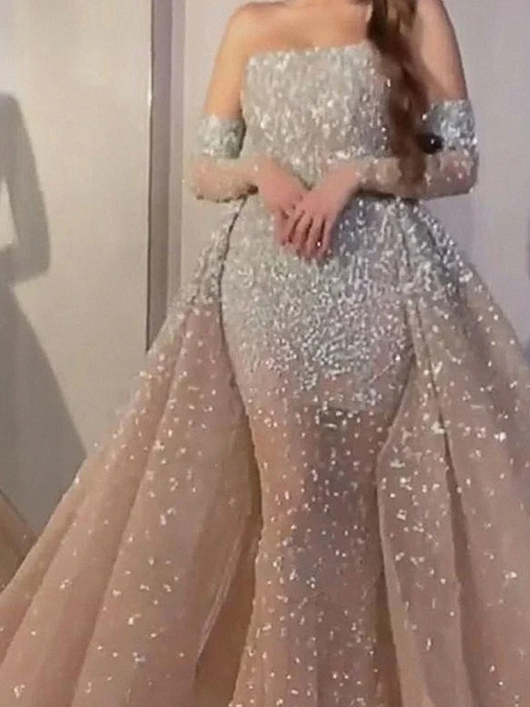 new Strapless fluffy women's evening dress Sexy Sequin sleeveless women's evening dress bridesmaid dress Vestidos
new Strapless fluffy women's evening dress Sexy Sequin sleeveless women's evening dress bridesmaid dress Vestidos