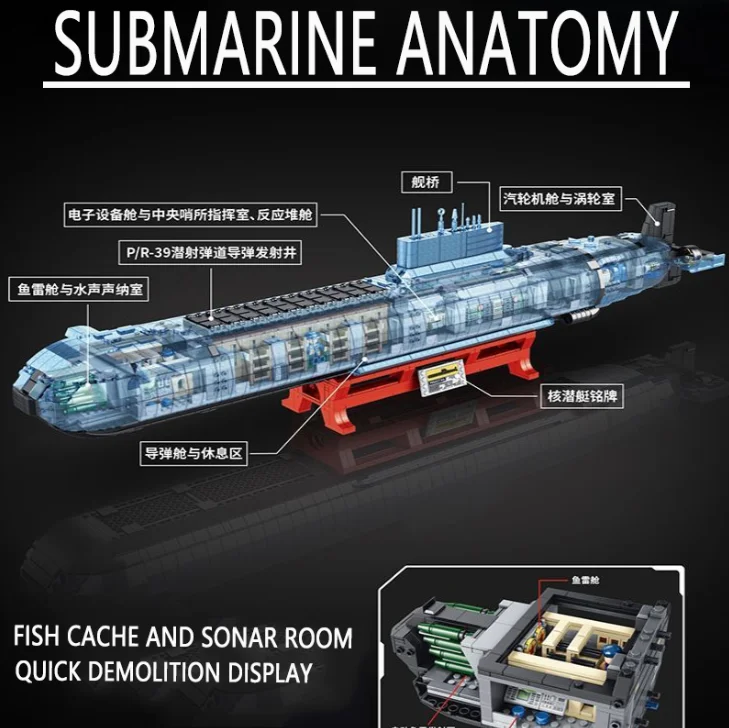 In stock Ideas Creative Military MOC Typhoon-class Shark Building Blocks Toys nuclear submarine WW2 Audlt 4474pcs In stock Ideas Creative Military MOC Typhoon-class Shark Building Blocks Toys nuclear submarine WW2 Audlt 4474pcs