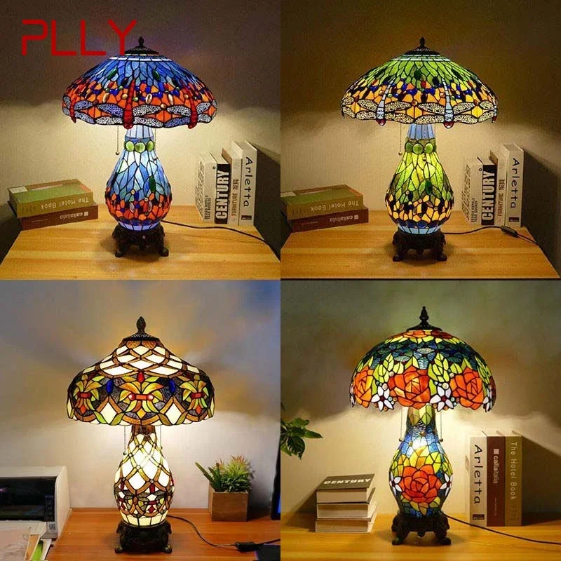 PLLY Tiffany Table Lamp American Retro Living Room Bedroom Lamp Luxurious Villa Hotel Stained Glass Desk Lamp
PLLY Tiffany Table Lamp American Retro Living Room Bedroom Lamp Luxurious Villa Hotel Stained Glass Desk Lamp