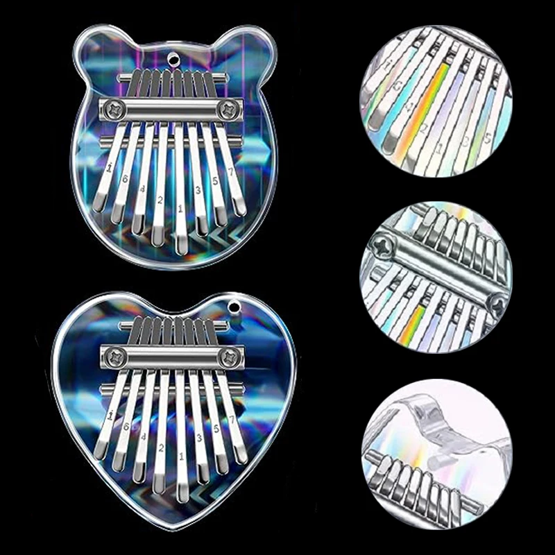 

Colorful Acrylic Kalimba 8 Keys Portable Thumb Piano Crystal Finger Keyboard With Tuning Hammer Accessories Christmas Present