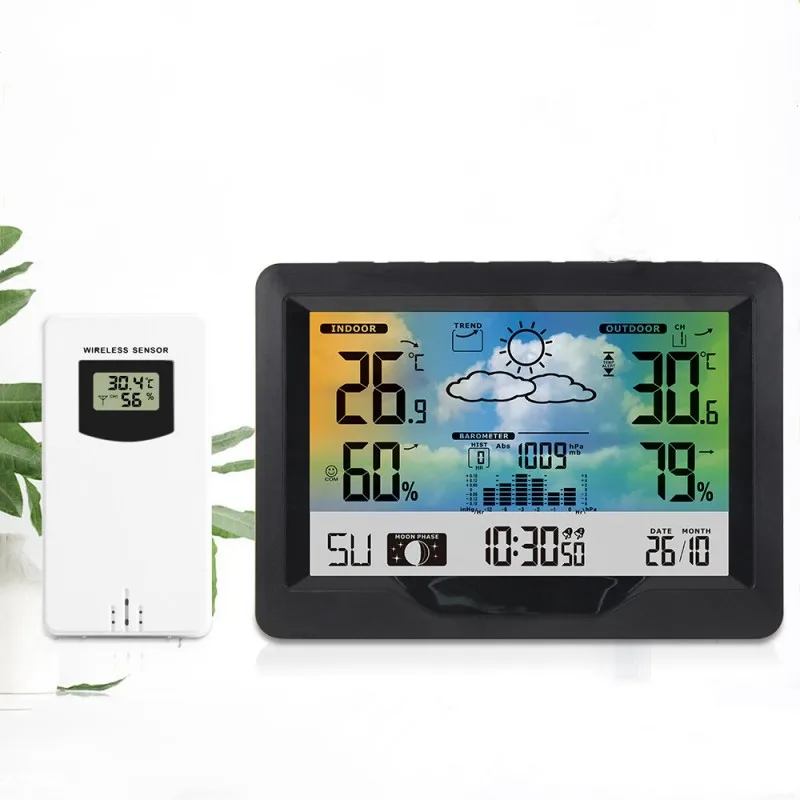 Wireless Weather Alarm Clock Snooze Digital Clock Temperature Humidity Calendar Display Moon Phases Electronic Clock 12/24H
Wireless Weather Alarm Clock Snooze Digital Clock Temperature Humidity Calendar Display Moon Phases Electronic Clock 12/24H