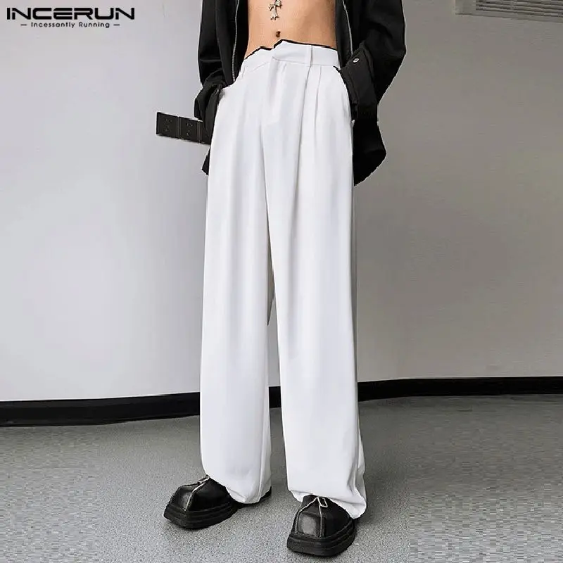 

INCERUN Men's Pants Patchwork Loose Joggers Korean Style Straight Trousers Men Streetwear 2024 Fashion Casual Long Pants S-5XL
