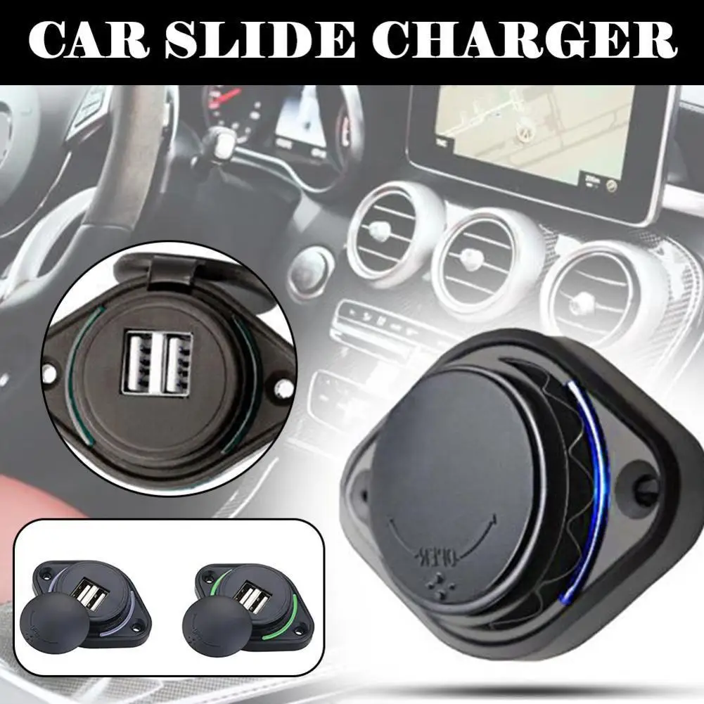 

Car Charger Dual USB Port DC 12V-14V Power Socket Adapter Charging Panel Mount For Motorcycle Car Bus Ship Car Accessories I8D7
