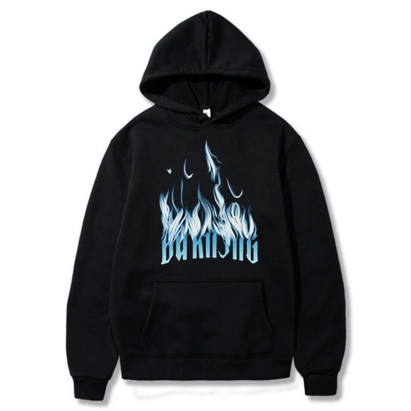 

Hip hop street casual Flame letter print hoodie Fashion hoodie oversized loose new sweatshirt