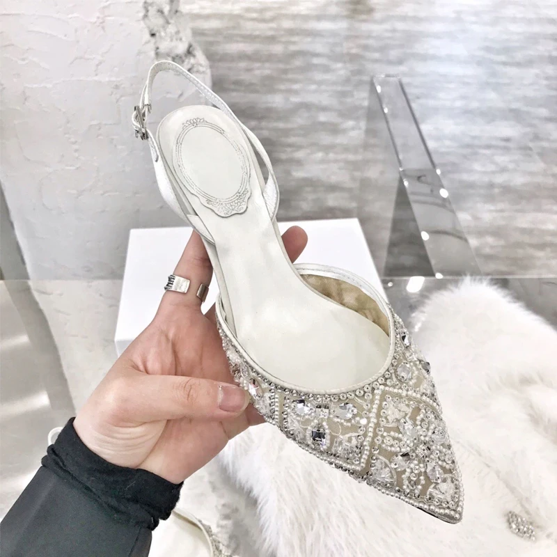Summer Beadings Crystal Pointed Toe Sandals Woman High Heels Back Straps Glitter Wedding Shoes Banquet Dress Pumps
Summer Beadings Crystal Pointed Toe Sandals Woman High Heels Back Straps Glitter Wedding Shoes Banquet Dress Pumps