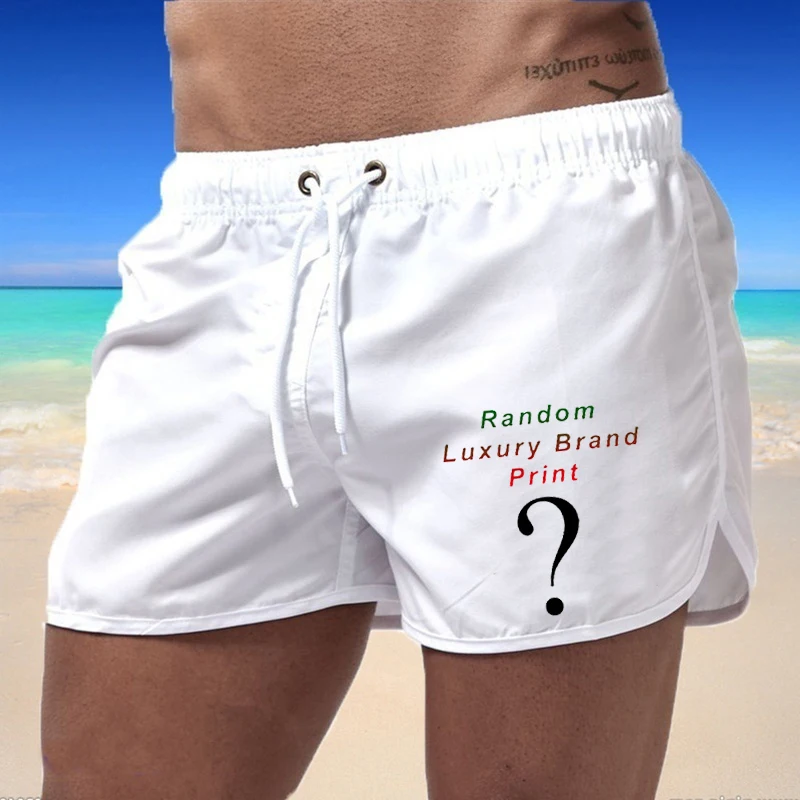 

Men's Colorful Beach Shorts Random Logo Print Quick Dry Swim Trunks Male 2023 New Summer Swimwear Casual Gym Running Short Pants