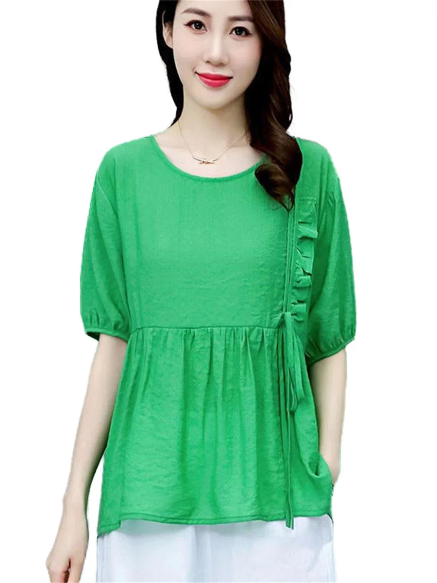 4XL Thin Women Summer Spring Blouses Shirts Lady Fashion Casual Short Sleeve O-Neck Collar Solid Color Blusas Tops TT2584
4XL Thin Women Summer Spring Blouses Shirts Lady Fashion Casual Short Sleeve O-Neck Collar Solid Color Blusas Tops TT2584