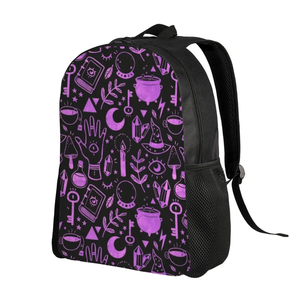 

Текстурированные фиолетовые рюкзаки Witchy Things для мужчин и женщин, школьный рюкзак для студентов колледжа, подходит для 15-дюймового ноутбука, сумки с ведьмой на Хэллоуин