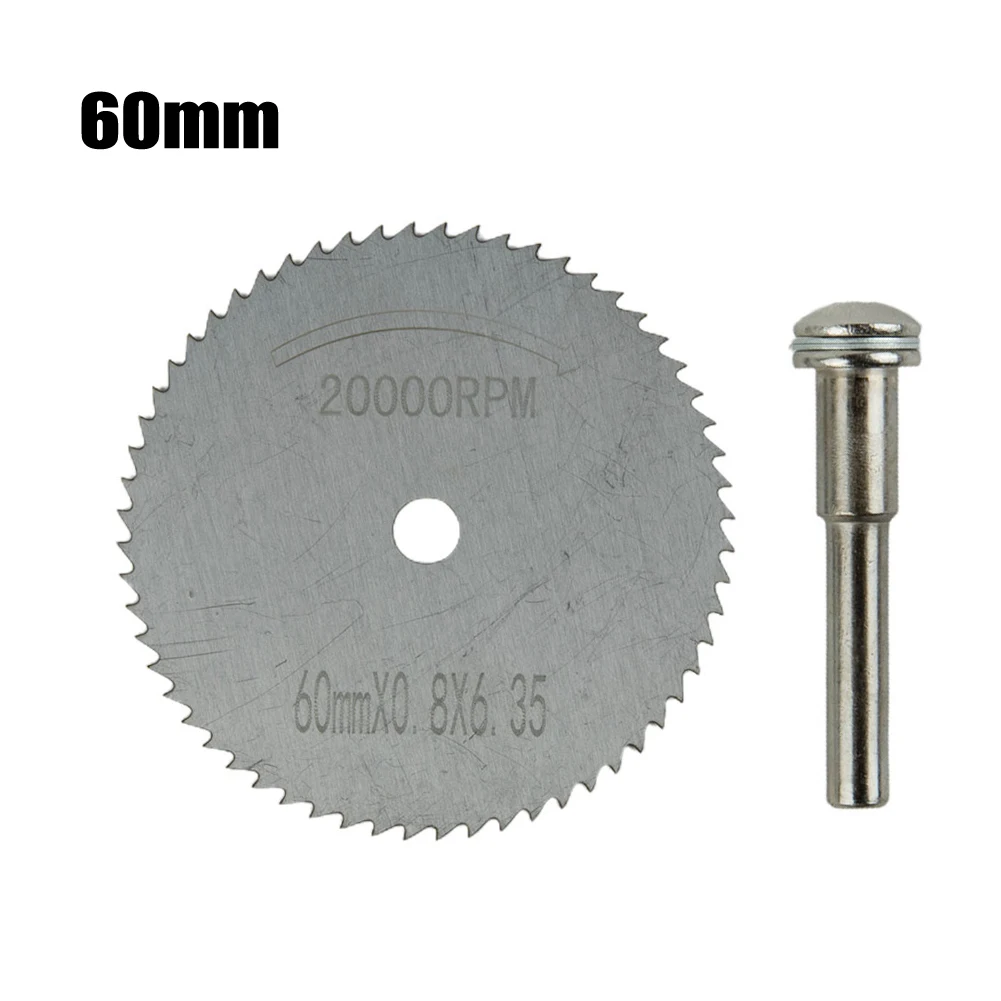 

1pcs 50/60mm HSS Mini Circular Saw Blades With Connecting Rod For Woodworking Cutting Discs Rotary Tool Cutting Wood Metal