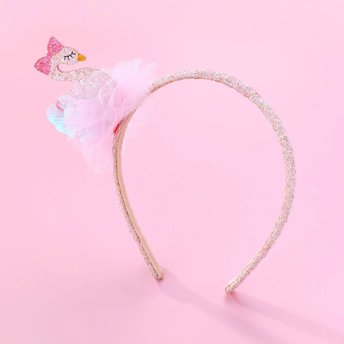 

10pcs Glitter Swan with Pink Tutu Hairbands Cartoon Bird Hard Headbands Princess Headwear Boutique Hair Accessories for Girls