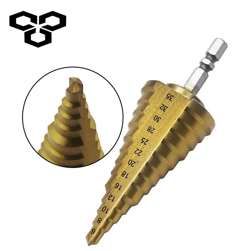 6-35mm HSS Step Cone Drill Countersink Titanium Straight Round Shank Drill Set Hole Set of Drills for Metal Metalworking Steel
6-35mm HSS Step Cone Drill Countersink Titanium Straight Round Shank Drill Set Hole Set of Drills for Metal Metalworking Steel
