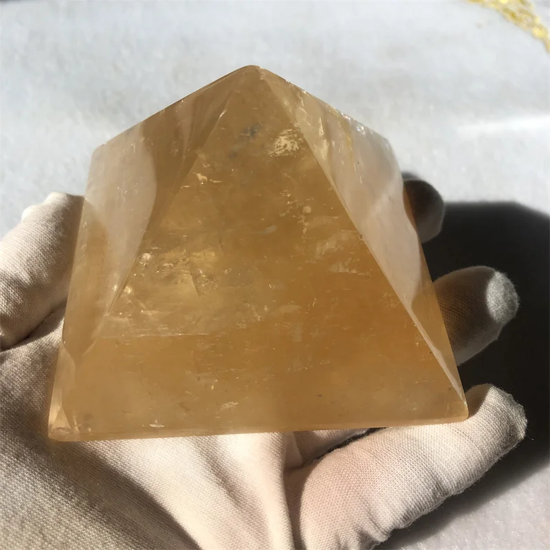 

8.6cm Natural Clear Calcite Energy Tower Reiki Mineral Pyramid Gemstone Decor