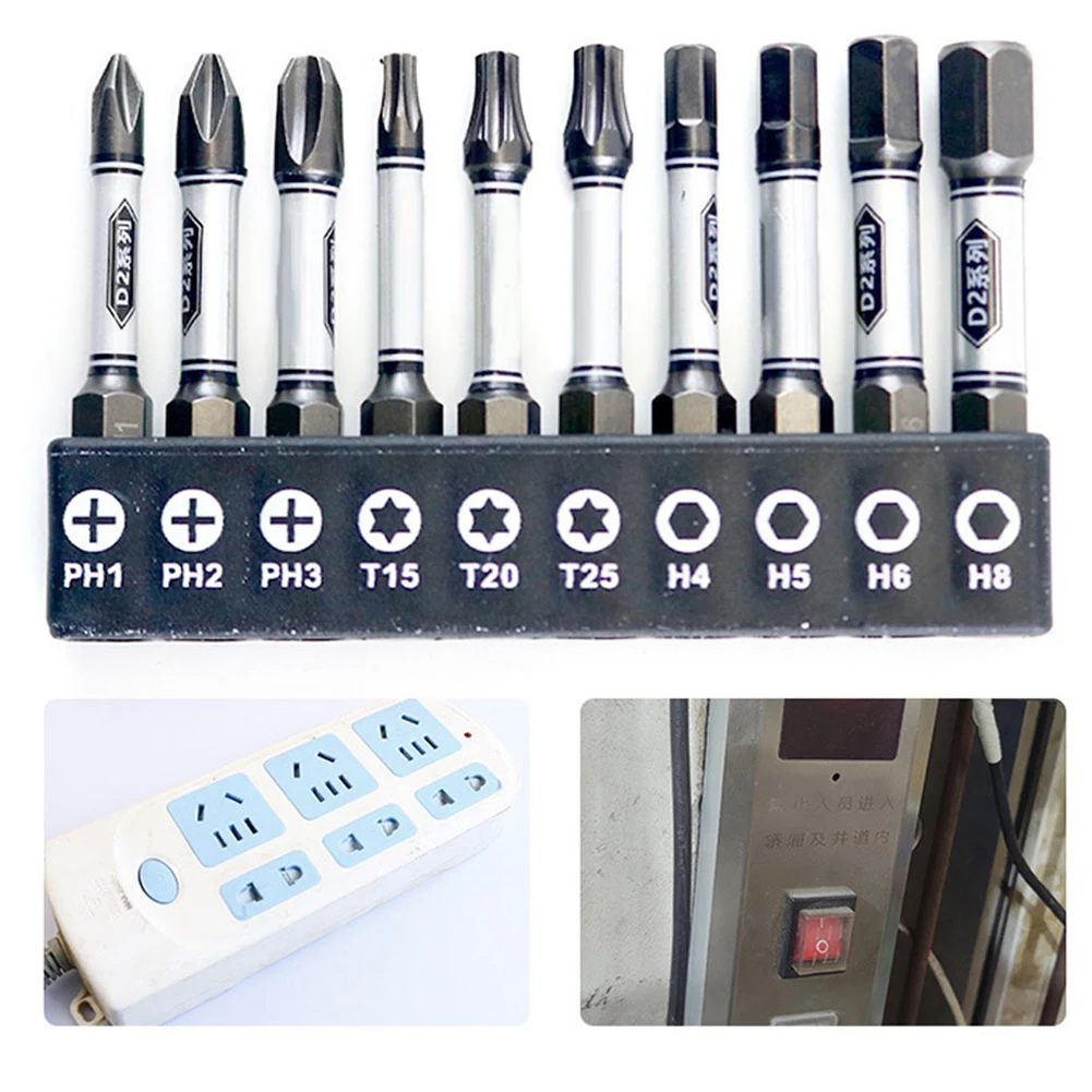 10pcs 50mm Screwdriver Bits Set PH2 T15 H4 Impact Bits Hex Shank With Bit Holder For Socket Switch Power Tool
10pcs 50mm Screwdriver Bits Set PH2 T15 H4 Impact Bits Hex Shank With Bit Holder For Socket Switch Power Tool