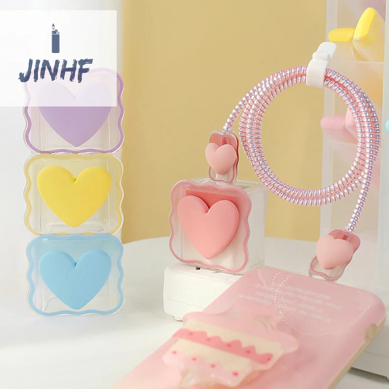 

Charger Protector Cable Organiser for Smart Phone 18W 20W 3D Cartoon Love Heart Data Cable Management Cord Winder Kit