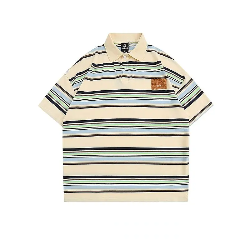 Рубашка-поло мужская в полоску, винтажная блуза с коротким рукавом, свободная повседневная брендовая одежда, цвет колор блок, на лето
Рубашка-поло мужская в полоску, винтажная блуза с коротким рукавом, свободная повседневная брендовая одежда, цвет колор блок, на лето