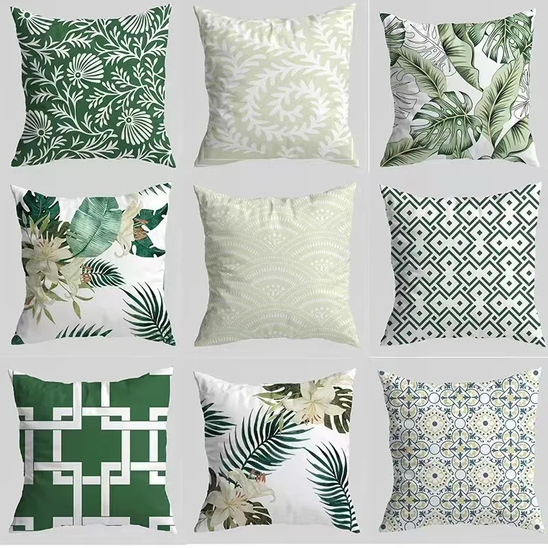 

Tropical Green Leaves Pillowcase Plant Pattern Pillow Cover Living Room Sofa Decorative Pillows Cushion Cover 45x45cm Pillowslip