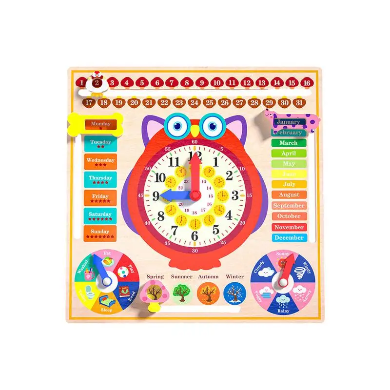 

Детские деревянные часы-календарь в форме совы, Обучающие игрушки Монтессори, Раннее Обучение, игрушки для начинающих, время, неделя