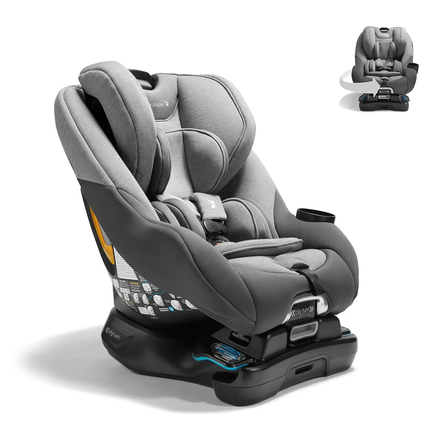 

Baby Jogger City Turn Rotating Convertible Car Seat | Unique Turning Car Seat Rotates for Easy in and Out, Pike