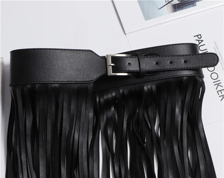 LANMREM Basics PU Leather Skirt Women Belt Black Color High Street Decoration Full Tassels Skirts Female New Fashion 2DC1326 38 Sc356704643ed439c9376614adebce407O