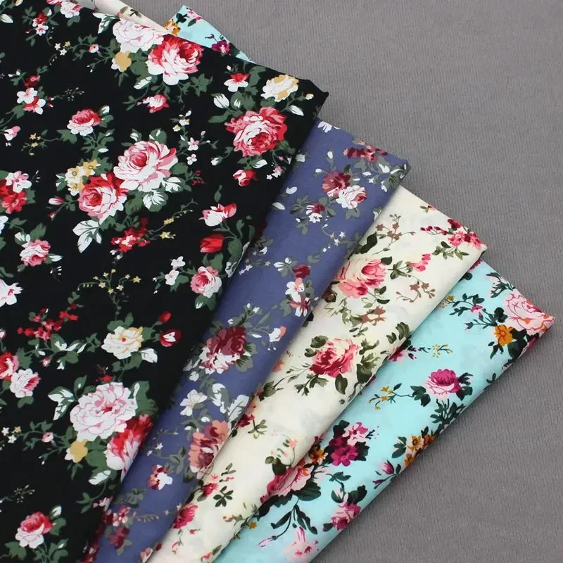 

150*145cm Pastoral Style Floral Fabric 40 Count Plain Cotton Dress Clothing Fabric Handmade DIY Material Cloth
