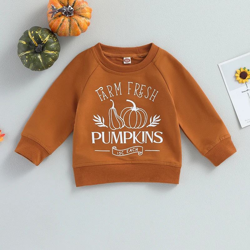 

2023-06-29 Lioraitiin 0-4Years Toddler Baby Boy Girl Halloween Sweatshirt Long Sleeve Cartoon Pumpkin Print Pullover Tops