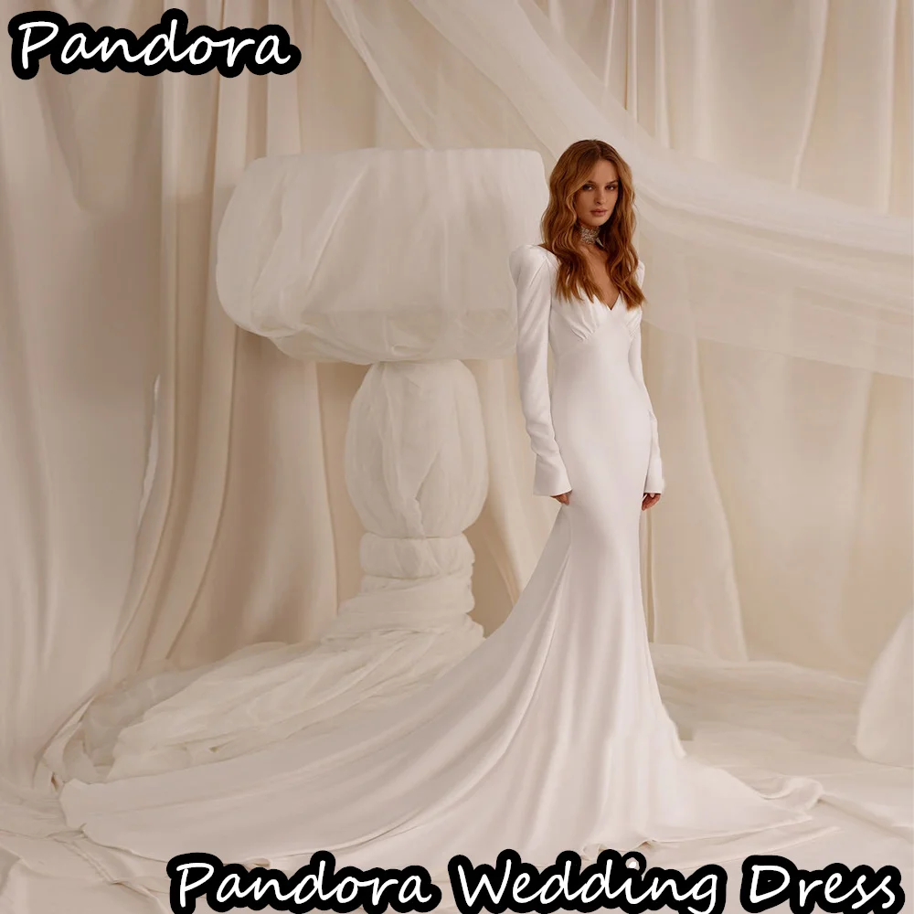 Pandora Satin Mermaid Deep V-neck Long Sleeves Ruffle Ivory Bride Floor-length Dresses Elegant Wedding Dresses For Woman 2024
Pandora Satin Mermaid Deep V-neck Long Sleeves Ruffle Ivory Bride Floor-length Dresses Elegant Wedding Dresses For Woman 2024