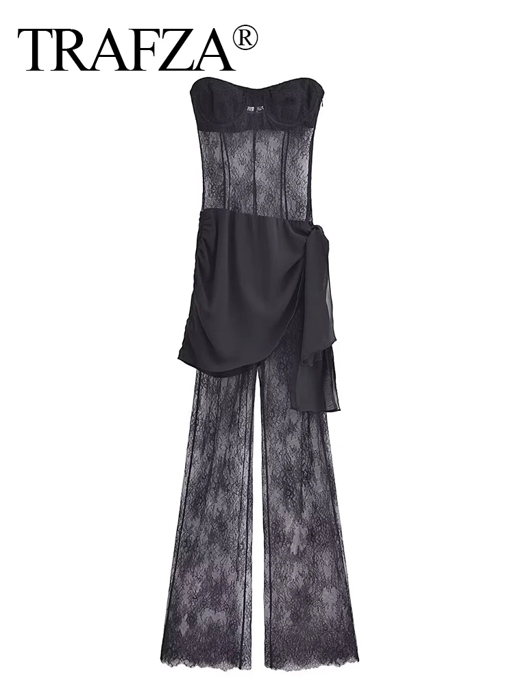 TRAFZA Women Chic Fashion Lace decoration Sexy Splicing Bra Midi Dress Vintage Backless Side Zipper Female Dresses robe Mujer
TRAFZA Women Chic Fashion Lace decoration Sexy Splicing Bra Midi Dress Vintage Backless Side Zipper Female Dresses robe Mujer