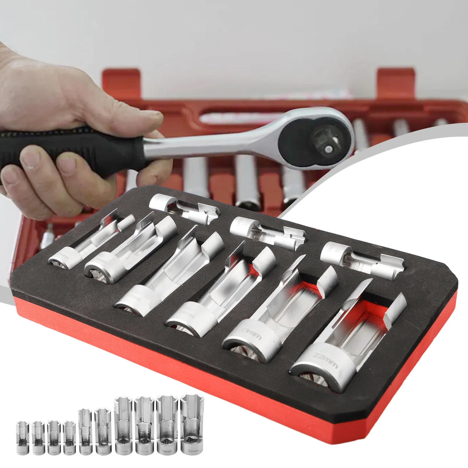 9x Fuel Line Socket Wrench 10-22mm 1/4 3/8 1/2Inch Diesel Injector Union Nut Socket For Pipe Connector Reoval Car Repairing-Tool
9x Fuel Line Socket Wrench 10-22mm 1/4 3/8 1/2Inch Diesel Injector Union Nut Socket For Pipe Connector Reoval Car Repairing-Tool