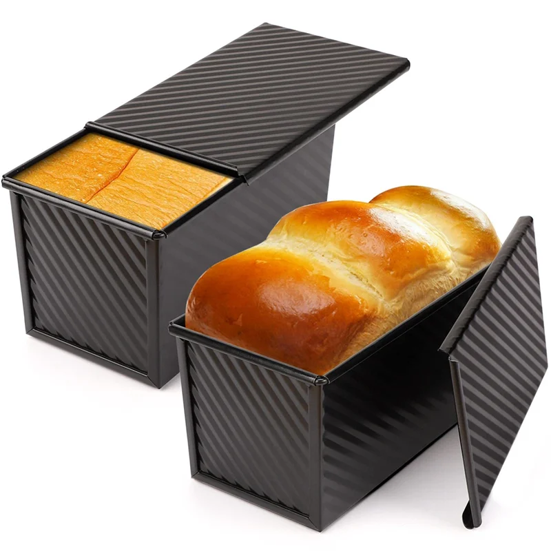 

Loaf Pan 2 Pack, Non-Stick Bread Pan with Lid Carbon Steel Bread Toast Box Mold with Cover for Bakeware Bread